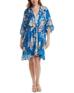NWT Johnny Was Blue Dove Ruffle Kimono Swim Cover-up Dress Plus 2x 18-20 - Picture 1 of 3