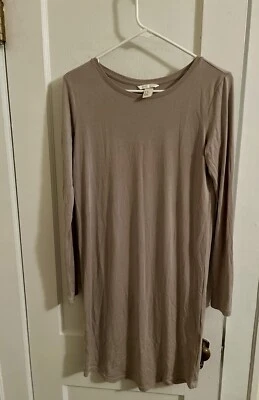 H&M Vestido Mujer Beige Camiseta Cambio Manga Larga Básico Suelto Informal Foto 1 de 3