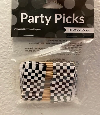 Black/White Checked Flag Food Appetizer Car Race Birthday Party Picks  50ct. - Image 1 of 2
