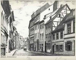 BERLÍN - PETRISTRASSE + CASTILLO Y ZANJA DE COBRE + BOLSA - Beate EWERS firmado a mano - Imagen 1 de 1