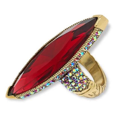 New $130 HEIDI DAUS Fabulous Feng Shui Elongated Swarovski Crystal Ring 8 Rose - Image 1 of 4