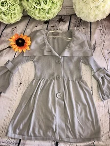 Kenar Women’s Long Button-up Cardigan Sweater Grey Y2K- SZ L Cotton/spandex EUC - Picture 1 of 10