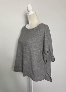 Maglione Jarbo lino cashmere maglia manica 3/4 pullover boxy grigio taglia 1 US 4-6 S - Foto 1 di 18