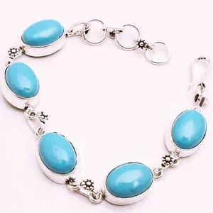 Blau Jaspis Edelstein Versilbert Armband Handmade Schmuck Geschenk 16 G BR1045 - Bild 1 von 3