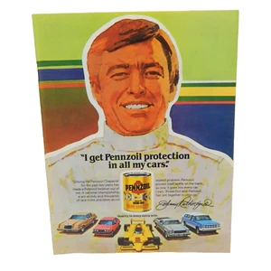 PENNZOIL WITH JOHNNY RUTHERFORD 1982 ADVERTISING - Picture 1 of 1