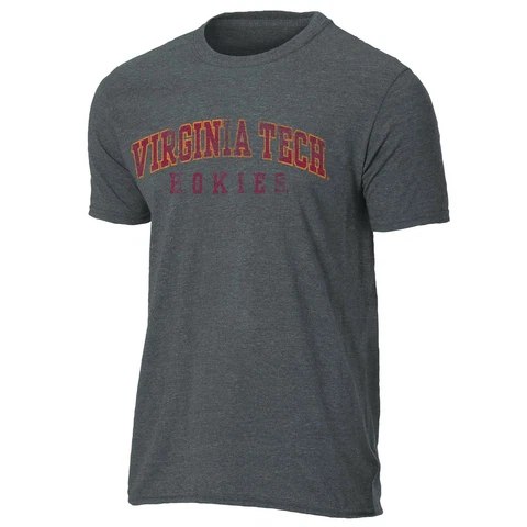 NCAA Virginia Tech Hokies Mens Vintage Sheer Short Sleeve Tee, Dark Heather Cover
