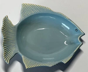 Ceramic Fish Trinket Dish Bowl Turquoise 8-1/2”L in Excellent Used Condition - Picture 1 of 2
