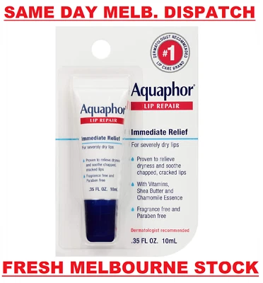 Aquaphor Lip Balm Repair Immediate Relief Severely Dry Chapped Cracked Lips 10ml - image 1 of 4