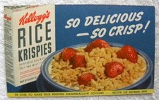 Vintage Kellogg's Rice Krispies Marshmallow Squares Advertising Recipe Card
