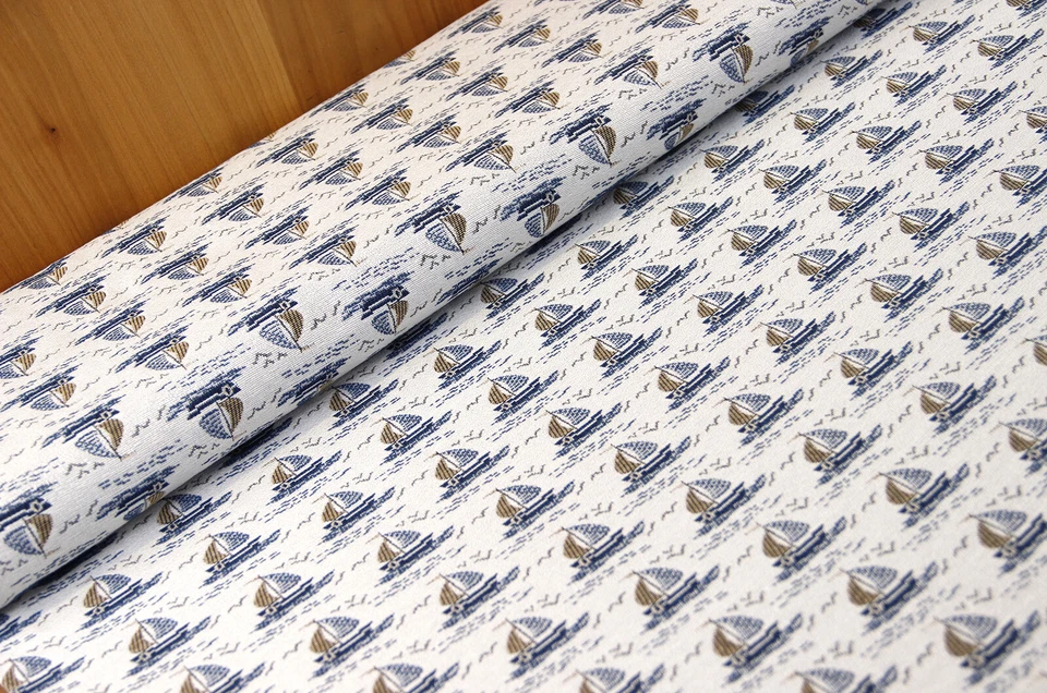 Dekostoff Segelboot Jacquard - Stoff Meterware - Doubleface * 50 cm x 140 cm * - Bild 1 von 4