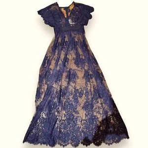 Jen’s Pirate Booty Free People Lace Maxi Dress sapphire blue elegant boho XS - Picture 1 of 11
