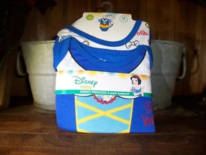 DISNEY SNOW WHITE GIRLS INFANT BODYSUIT 2 PACK SIZE 12 MONTHS SLEEPER ONE PIECE - Picture 1 of 1