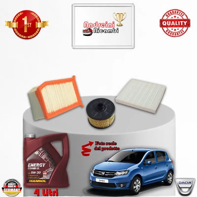 KIT TAGLIANDO FILTRI + OLIO DACIA SANDERO II 0.9 TCe 66KW 90CV DAL 2015 ->