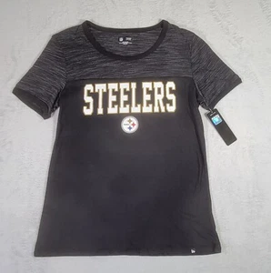 Women's Pittsburgh Steelers Cotton T-Shirt Size Large Two Tone Bling Black Gray - Picture 1 of 9