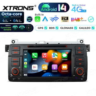 Android 14 4+64GB Car DVD CD Player Stereo Radio For BMW E46 GPS CarPlay WiFi 4G - Image 1 of 4