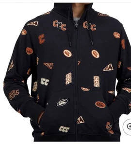 Canterbury CCC MENS CAPTAIN AOP HOODIE Zip Up Jumper Pullover Black XL - Picture 1 of 4