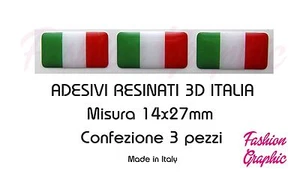 3 ADESIVI RESINATI BANDIERA ITALIANA ITALIA ITALY TRICOLORE STICKERS 14X27 3D - Imagen 1 de 1