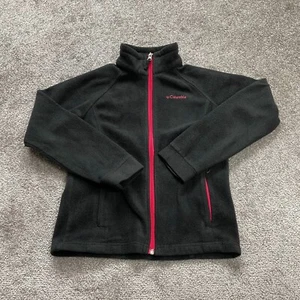 Columbia Fleece Jacket Youth Girl Medium 10/12 Black Full Zip Pocket High Neck - Picture 1 of 12