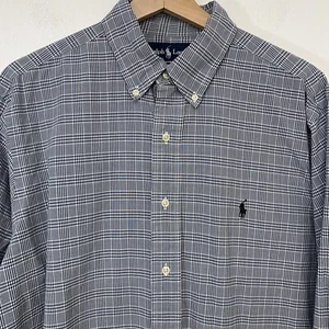 Ralph Lauren Shirt Men 16 Classic Fit Button Up Long Sleeve Plaid Cotton Pony - Picture 1 of 10