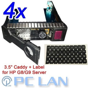4x 3.5" LFF SAS SATA HDD Tray Caddy for HP G8 ML310e ML350e ML350p with Label - Picture 1 of 1