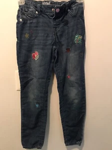 Girls Cat & Jack Jeggings W/Embroidered Hearts & Stars & Quirky Patches Sz 10 - Picture 1 of 8
