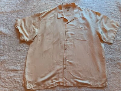 Tommy Bahama Silk Linen Blend Hawaiian Camp Shirt Palm Men’s Sz XXL Creme - Image 1 of 4