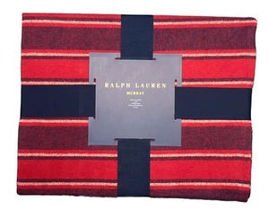 Ralph Lauren Murray Plaid Blanket Throw 54”x 72” Red Blue Stripes New Tags - Picture 1 of 4