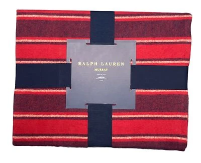 Ralph Lauren Murray Plaid Blanket Throw 54”x 72” Red Blue Stripes New Tags - Image 1 of 4