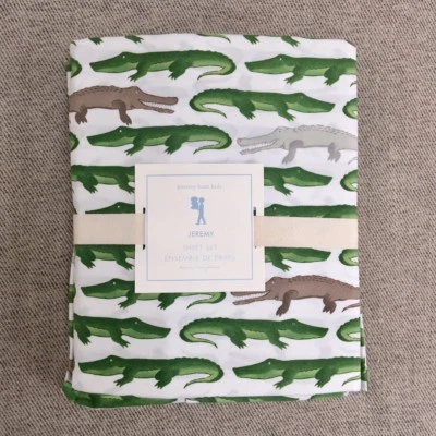 Juego de sábanas gemelas Jeremy de granero de cerámica para niños cocodrilo verde Foto 1 de 2