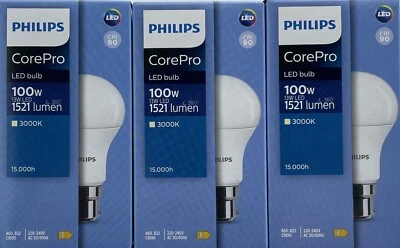 3 Pack Philips LED GLS BC 13 Watt = 100 Watt 3000k Warm White - Image 1 of 4