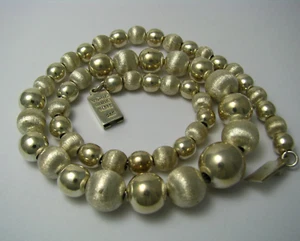 MODERN STERLING SILVER NECKLACE BEADED 925 Silver by Alicia Taxco Mexico ca1970s - Picture 1 of 12