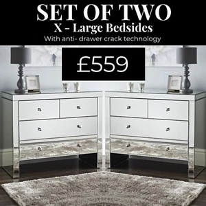 SET: 2x90cm XL Kommode Spiegelmöbel Nachttischschrank Wohnzimmer. - Bild 1 von 9