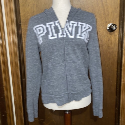 UNDERCOVER Felpa con cappuccio Victoria Secret VS ROSA full zip spellout cappuccio logo taglia M grigia con tasche