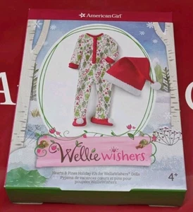 American Girl WellieWishers Hearts And Pines Holiday Christmas Pajamas Pjs NEW - Picture 1 of 2
