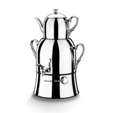 Samovar Teekocher Korkmaz Nosta MEGA A334 Silber Inox/Chrom Semaver Turkish Tea