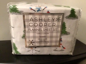Ashley Cooper Snowmen Flannel QUEEN Sheet Set - Picture 1 of 5