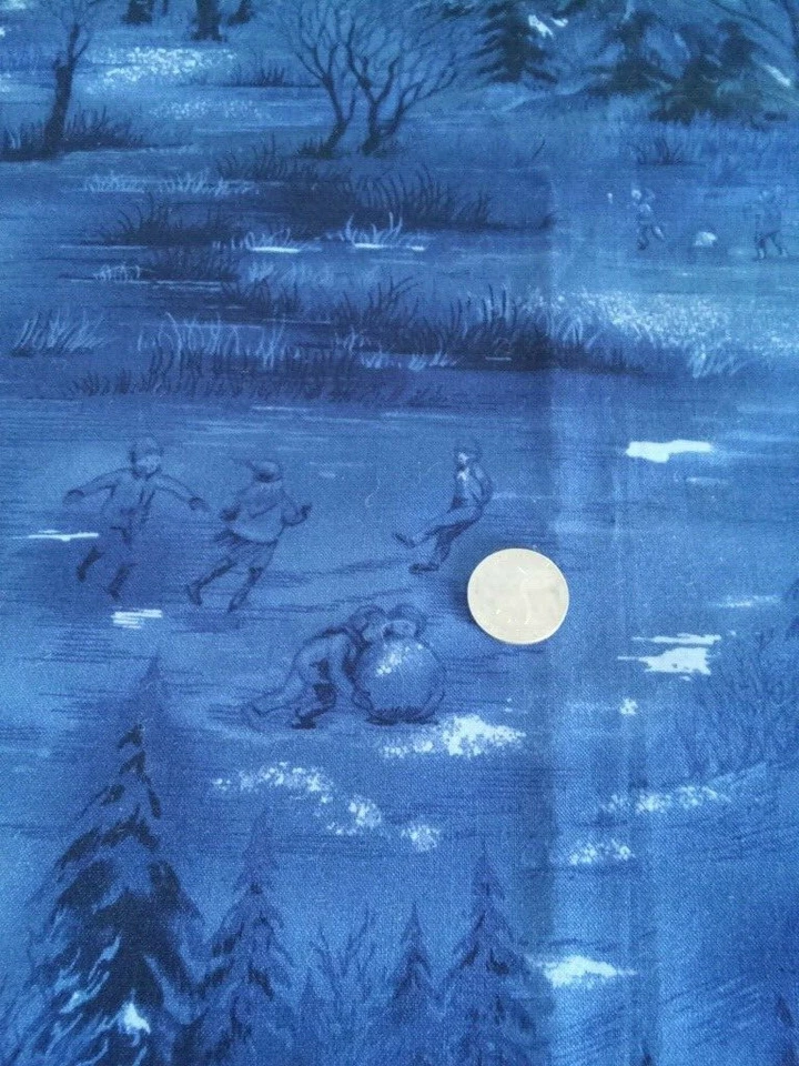 HOLIDAY ON ICE BY MODA CLASSICS  #15260 1 yd Navy blue FABRIC - Image 1 of 2