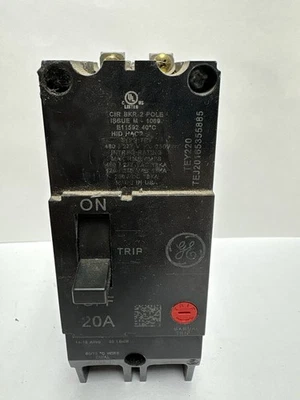 GE TEY220 2 Pole 20 Amp Circuit Breaker - Black - Image 1 of 4