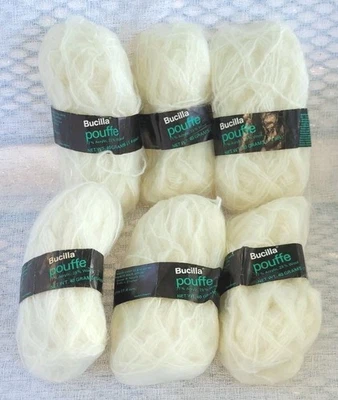 Lote Vintage Bucilla Pouffe Fio-6 Fios-Off-White-77% Acrílico+23% Lã-Bélgica - Imagem 1 de 4