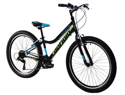 breluxx® 24 Zoll Mountainbike Capriolo Diavolo Sport, Shimano 6 G - schwarz grün - Bild 1 von 4
