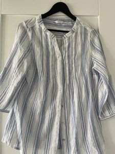 TU White Blue striped Blouse BNWOT Size 14 Cotton - Picture 1 of 2