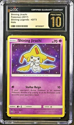 CGC 10 PRISTINE Shining Jirachi 42/73 Pokemon Shining Legends Sun & Moon SR - Image 1 of 2
