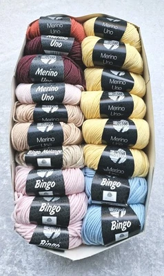 ca.900gLana Grossa Merino Uno Bingo/Melange Gelb Rosa Blau Sand Bordeaux Rost - Bild 1 von 4