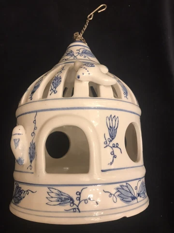 9" BAUM BRO FORMALITIES Porcelain Pottery Ornate Painted Hanging Bird Cage B2 Cover