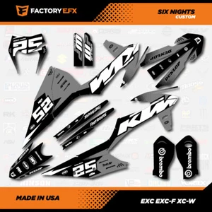 Gray White Racing Graphics Kit fit KTM 20-23 EXC EXCF XCW 125 150 250 300 450 - Foto 1 di 5