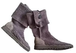 UGG Boots Classic Cardy Knit Sweater Sock Grey Womens Uk 5 Eu 38 Vintage Y2K - Picture 1 of 15
