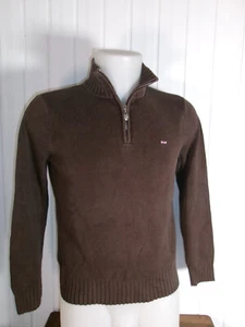 Vintage Pull maille coton marron col zip EDEN PARK TEAM XS logo brodé - Picture 1 of 5