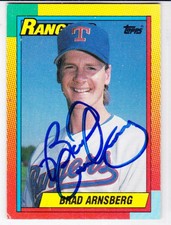 1990 Topps Traded #3T Brad Arnsberg RANGERS CERETIFIED AUTOGRAOH ON CARD (HA)