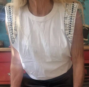 Sass & Bide "MOON RIDER" Embellished Tee Tank Resort Top sz XXS - Picture 1 of 6