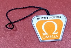 Horquilla de ajuste electrónica OMEGA Hangtag etiqueta colgante cuarzo década de 1970 1250 fabricante de equipos originales/ - Imagen 1 de 2